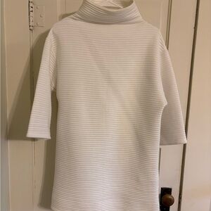 Zara Cream Ribbed Turtleneck Top